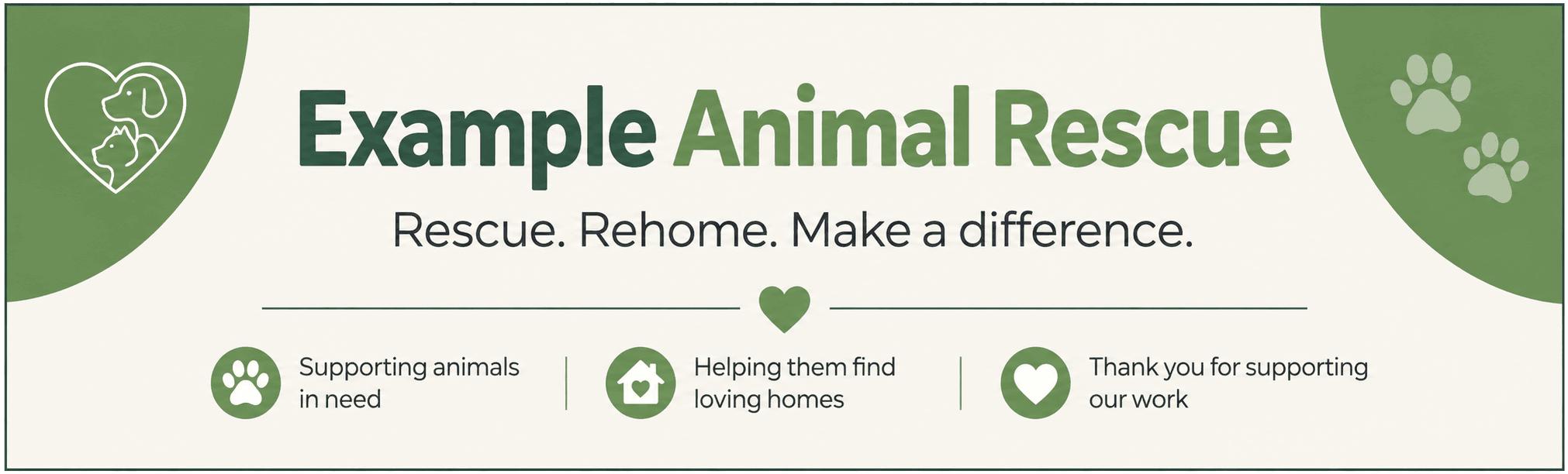 Example logo and details panel promoting an animal rescue
