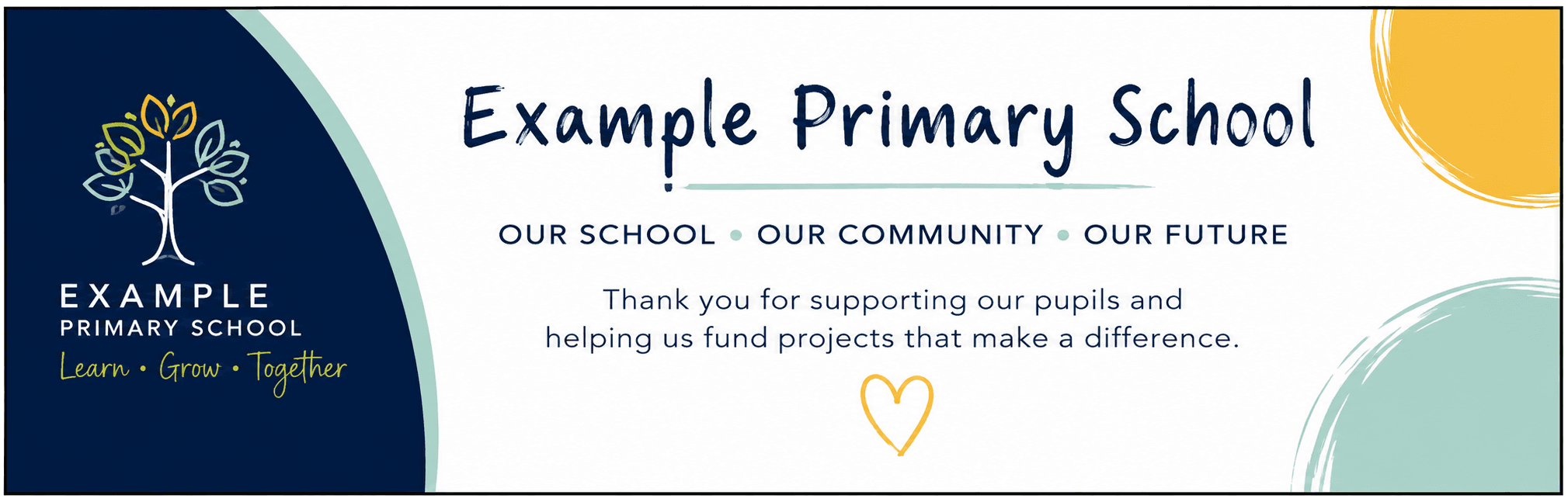 Example details panel showing a school and its fundraising project