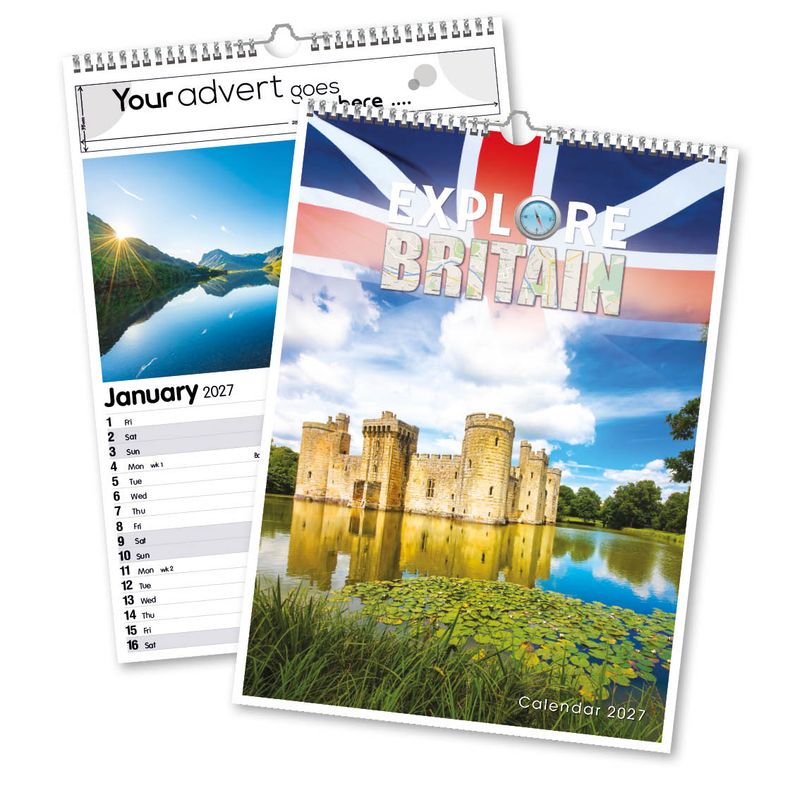 Explore Britain 13 Leaf Mini Memo Calendar, 2027 edition