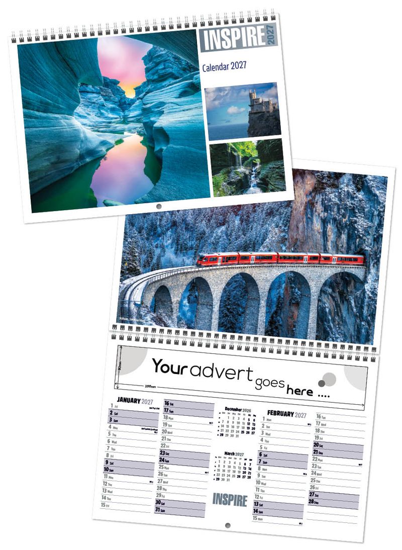 Inspire Central Wiro Wall Calendar, 2027 edition