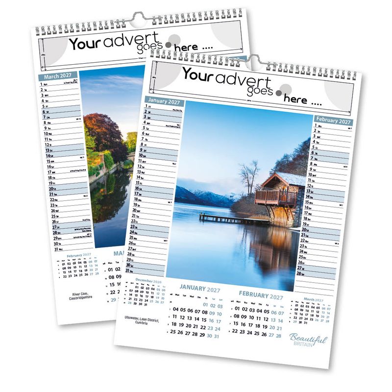 Beautiful Britain Memo Wall Calendar, 2027 edition