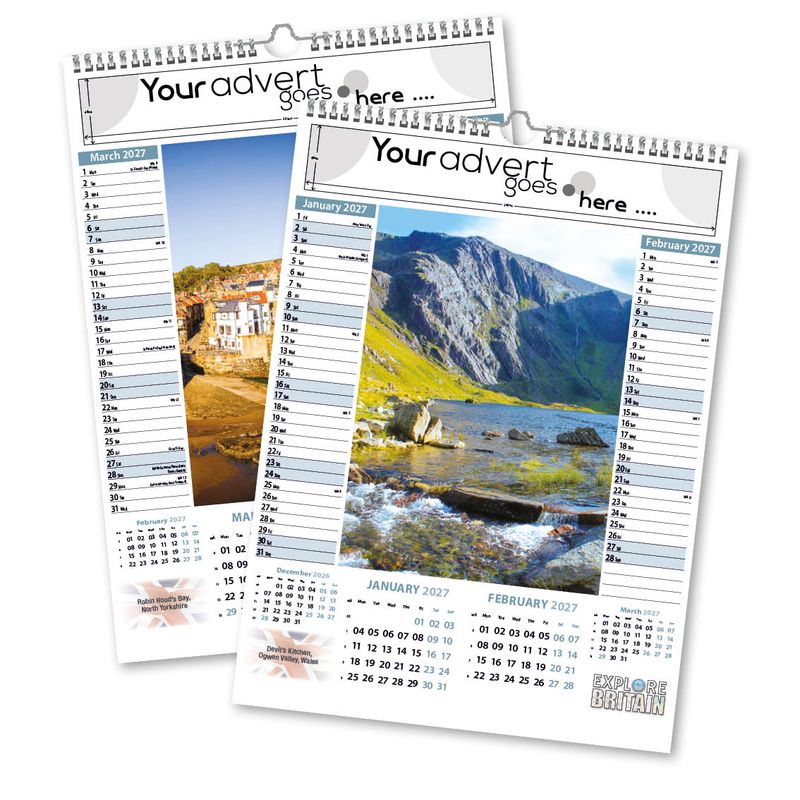 Explore Britain Memo Wall Calendar, 2027 edition
