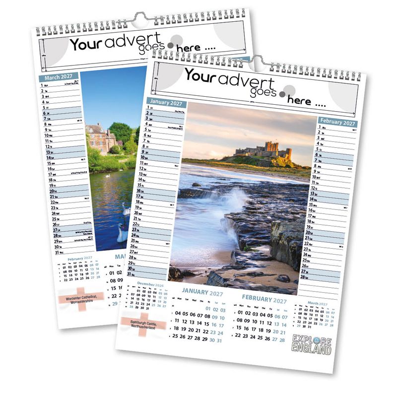 Explore England Memo Wall Calendar, 2027 edition