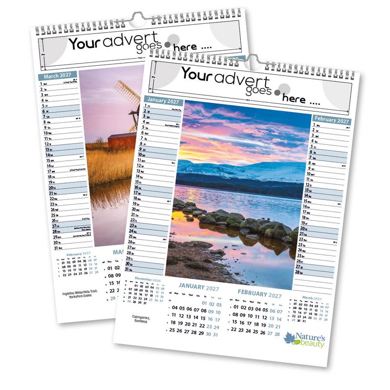 Nature's Beauty Memo Wall Calendar, 2027 edition