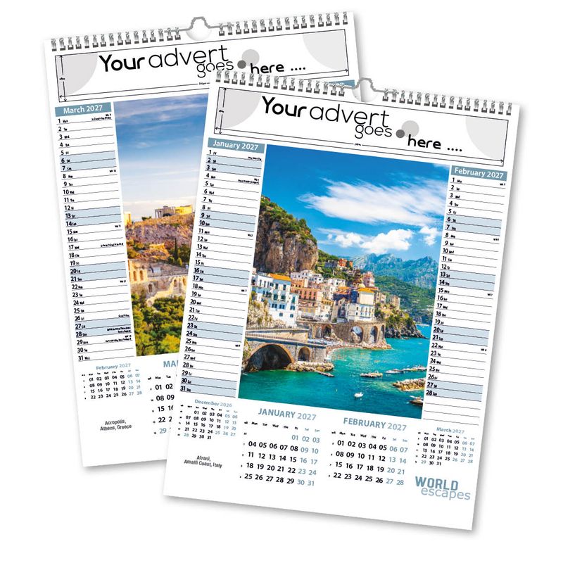 World Escapes Memo Wall Calendar, 2027 edition