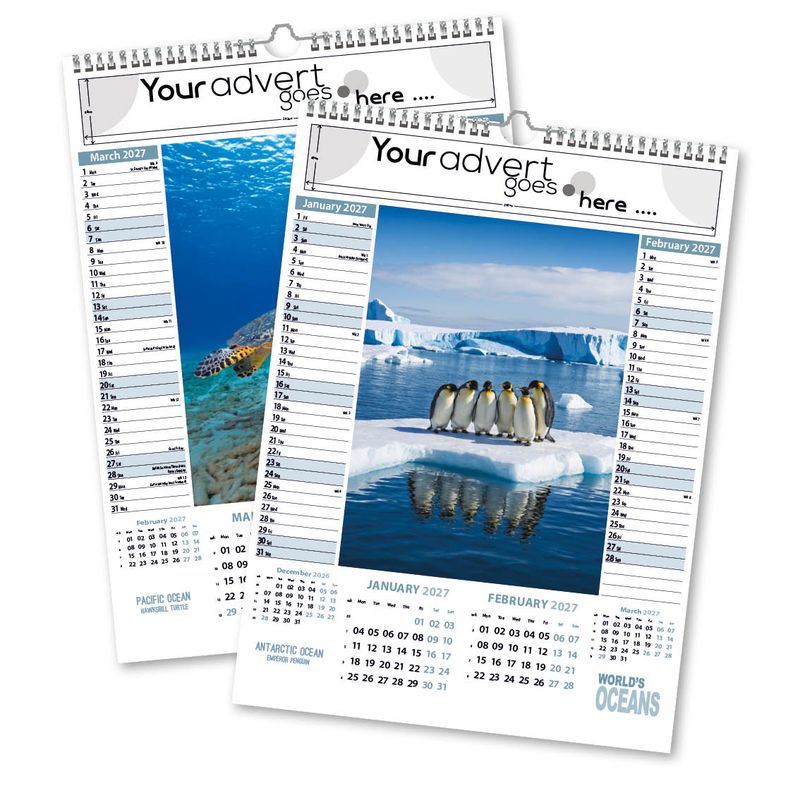 World's Oceans Memo Wall Calendar, 2027 edition