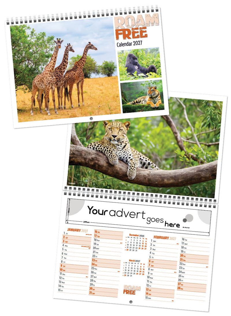 Roam Free Central Wiro Wall Calendar, 2027 edition