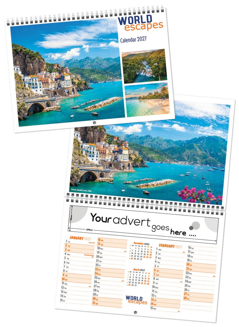 World Escapes Central Wiro Wall Calendar, 2027 edition