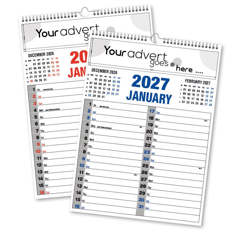 Commercial Memo Wall Calendar, 2027 edition