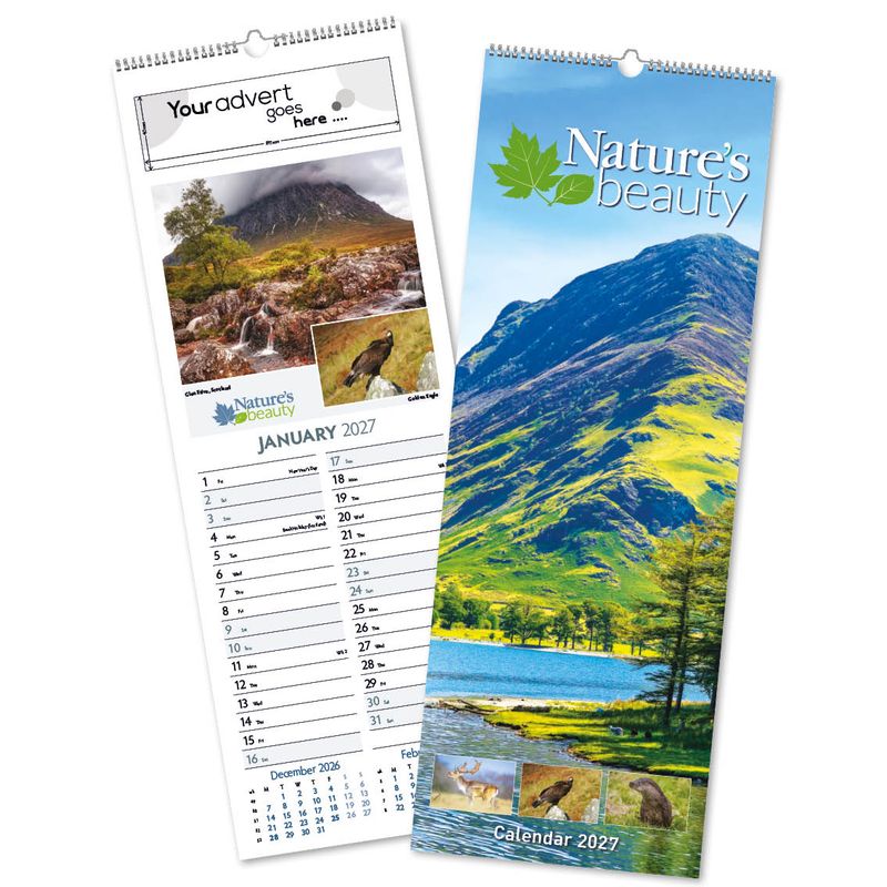 Nature's Beauty Slimline Wall Calendar, 2027 edition