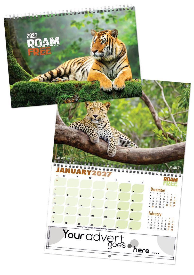Roam Free Deluxe Central Wiro Wall Calendar, 2027 edition