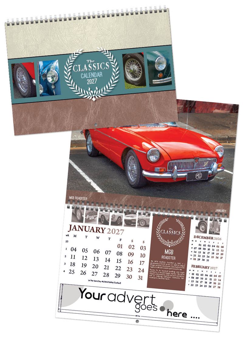 The Classics Deluxe Central Wiro Wall Calendar, 2027 edition