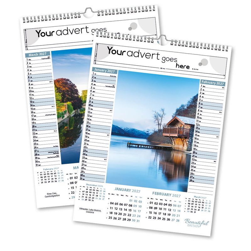 Beautiful Britain 6 Leaf Mini Memo Calendar, 2027 edition