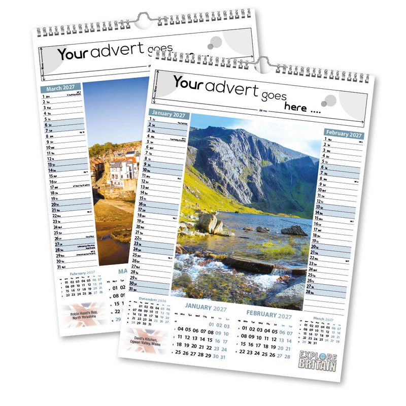 Explore Britain 6 Leaf Mini Memo Calendar, 2027 edition