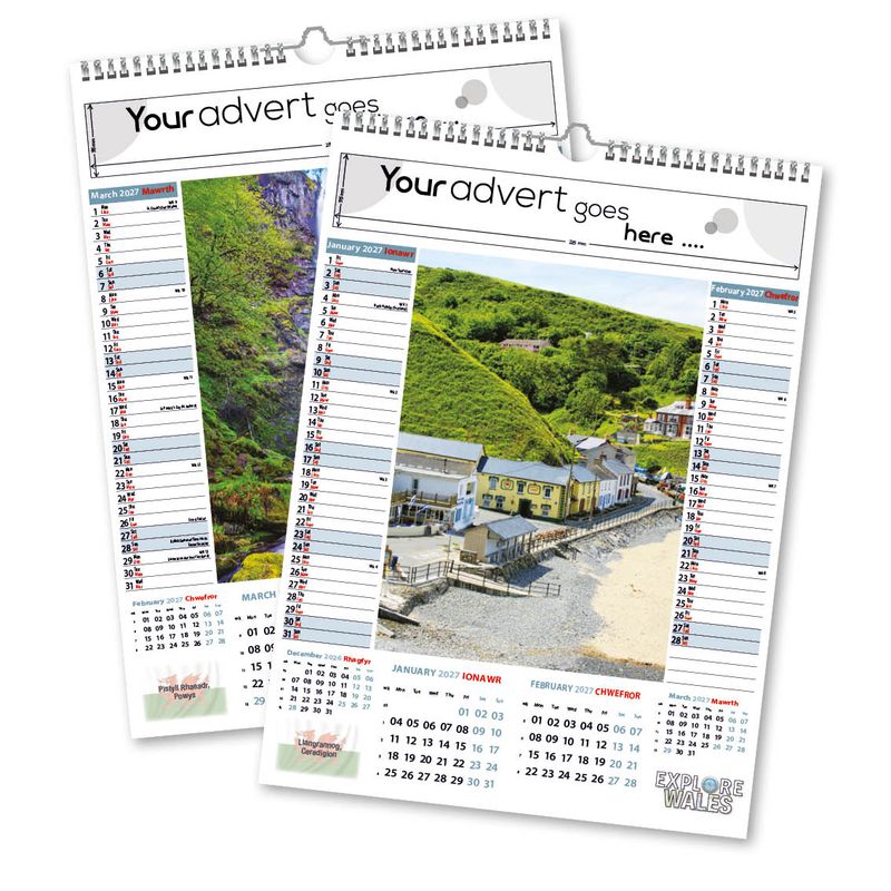 Explore Wales 6 Leaf Mini Memo Calendar, 2027 edition