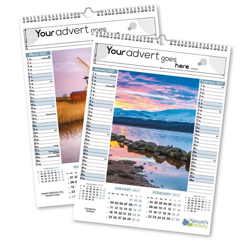 Nature's Beauty 6 Leaf Mini Memo Calendar, 2027 edition